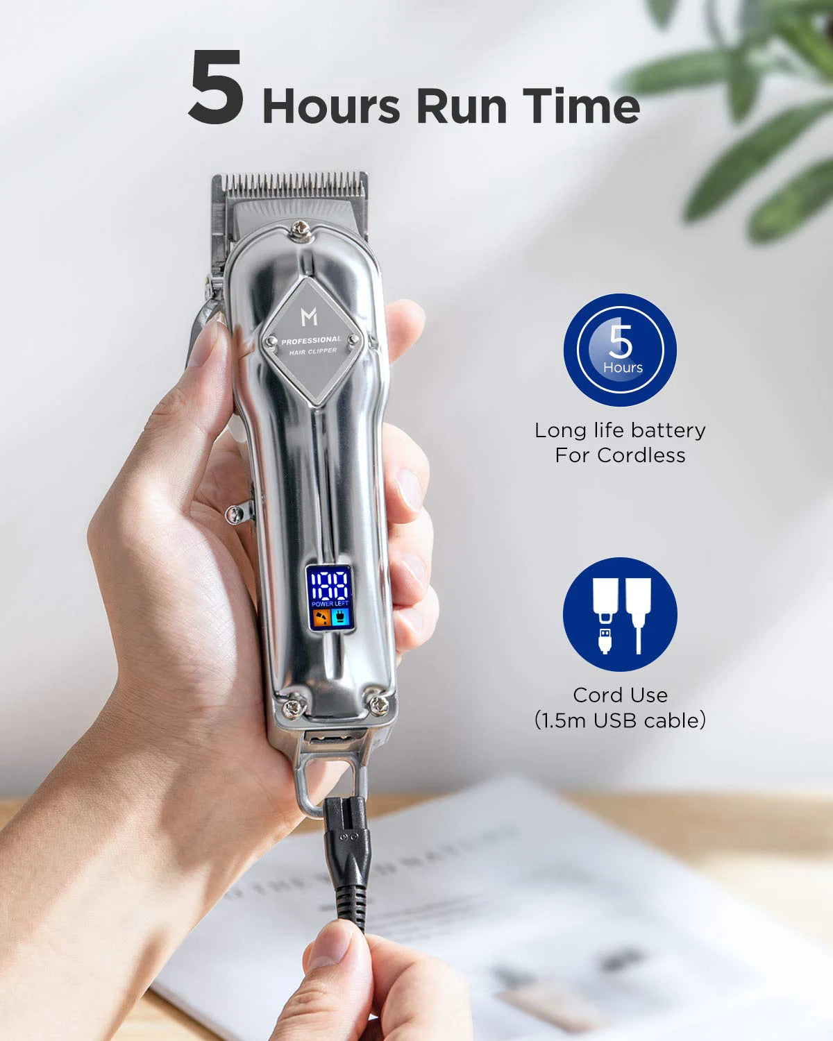 Limural Hair Clippers for Men Professional Hair Cutting Kit Beard Trimmer Barbers Cordless Close Cutting T-Blade Trimmer Kit