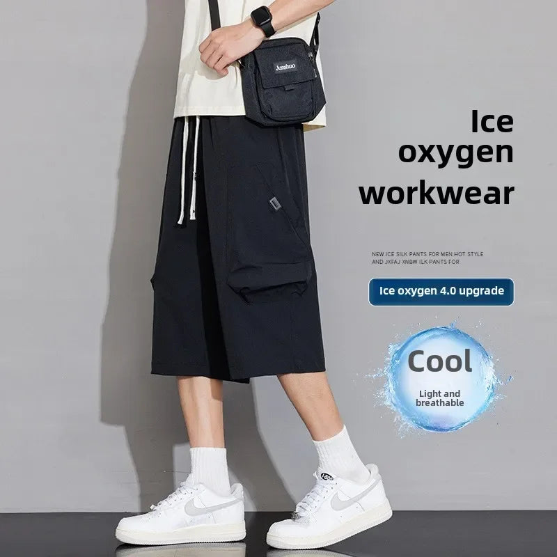 Short Men's Clothing Man Shorts Casual Loose Fit Short Mens Male New Summer Work Shorts Men Drawstring Cargo Pants Men