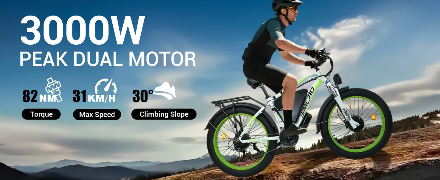 SMLRO XDC600 Adult Off-Road Ebike 3000W 52V 30Ah Hydraulic Disc Brakes Electric Bicycle 26*4.0" Fat Tire Mountain Electric Bike