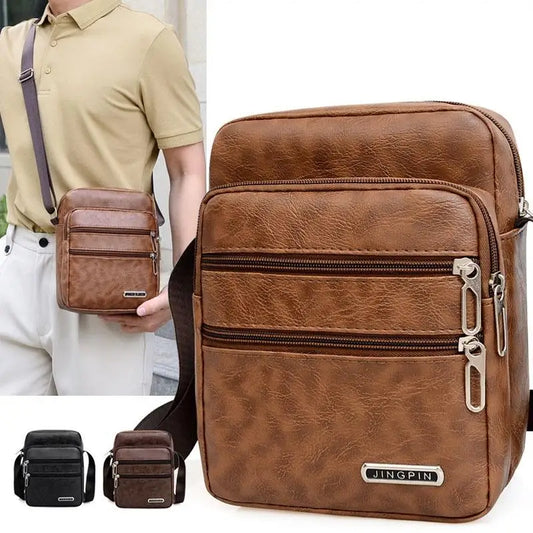 Men's PU Leather Crossbody Shoulder Bags High quality Tote Fashion Business Man Messenger Bag  Leather Bags fanny pack