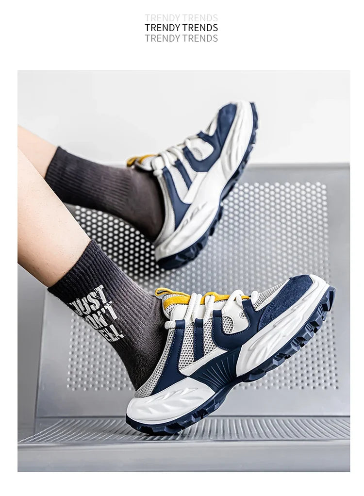 Sneakers for Men Fashion Green Half Breathable Summer Chunky Shoes Men Streetwear Platform Sneakers Man Sports Casual Shoes 2025