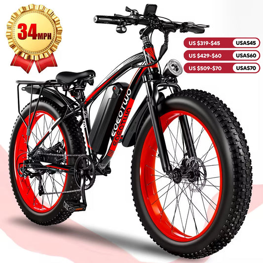1500W Electric Bike 48V 15Ah Battery 26" 4.0 Fat Tire Ebike 34MPH High Speed Mountain Bicycle Off-Road Snow Bike for Adults