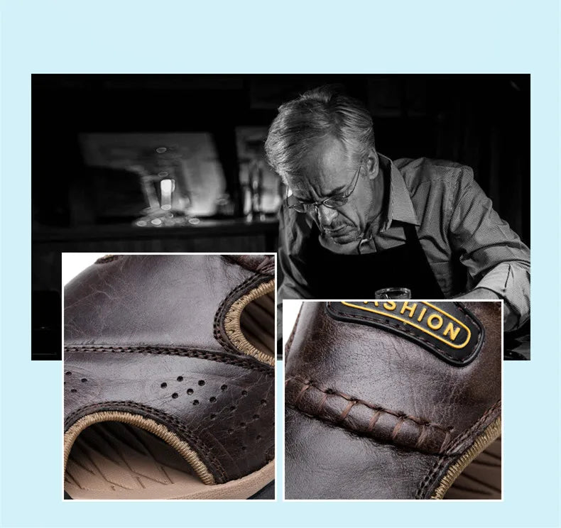 2025 Genuine Leather Men Shoes Summer New Large Size Men's Sandals Men Sandals Fashion Sandals Slippers Big Size 38-47