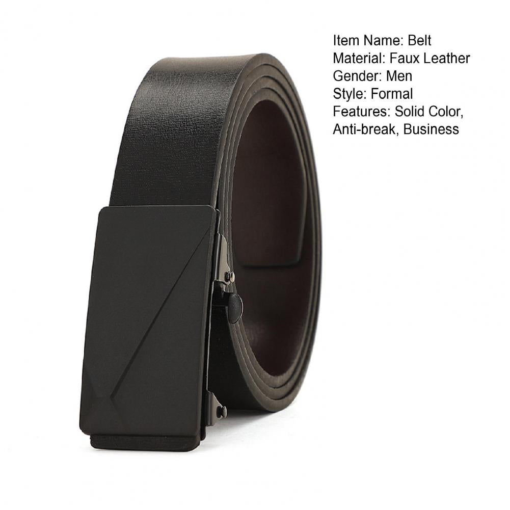 120cm Men Belts Automatic Buckle Belt Formal Faux Leather Adjustable Long-lasting Men Business Belt Casual Buises for Jeans