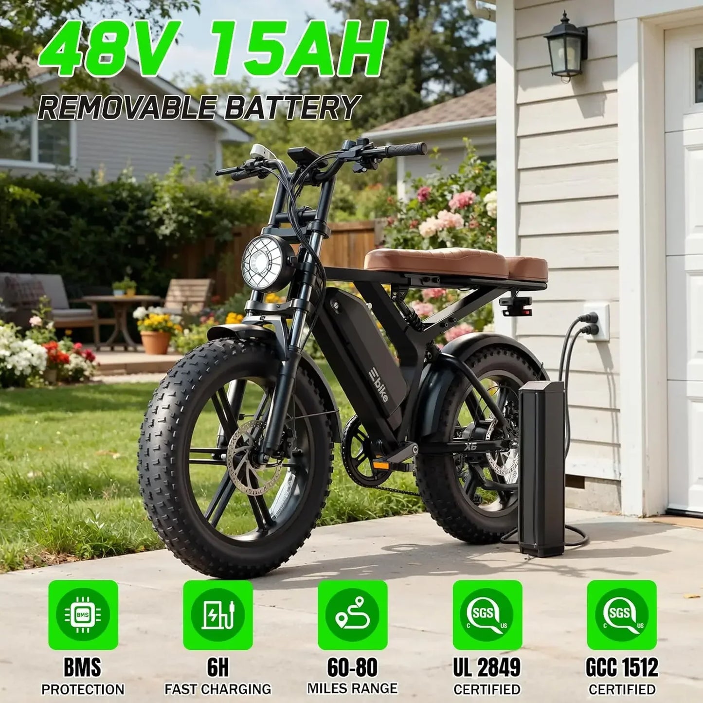 SISIAGD Electric Bike for Adults,1500W Peak Ebike,48V 15/ 30AH Waterproof Removable Battery,60-100 Miles,7 Speed,30, Customized