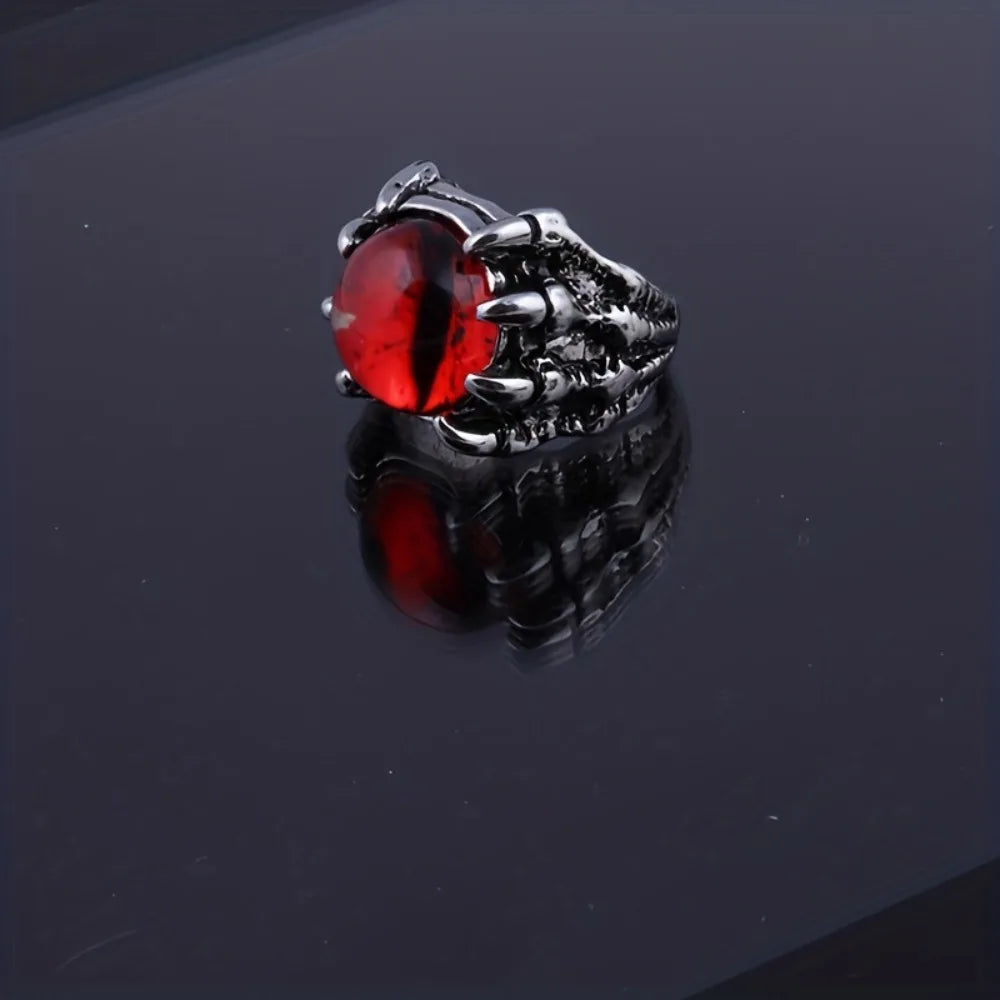 Retro Personality Evil Eye Dragon Claw Wolf Claw Adjustable Opening Rings for Men Halloween Punk Dark Style Finger Jewelry Gifts