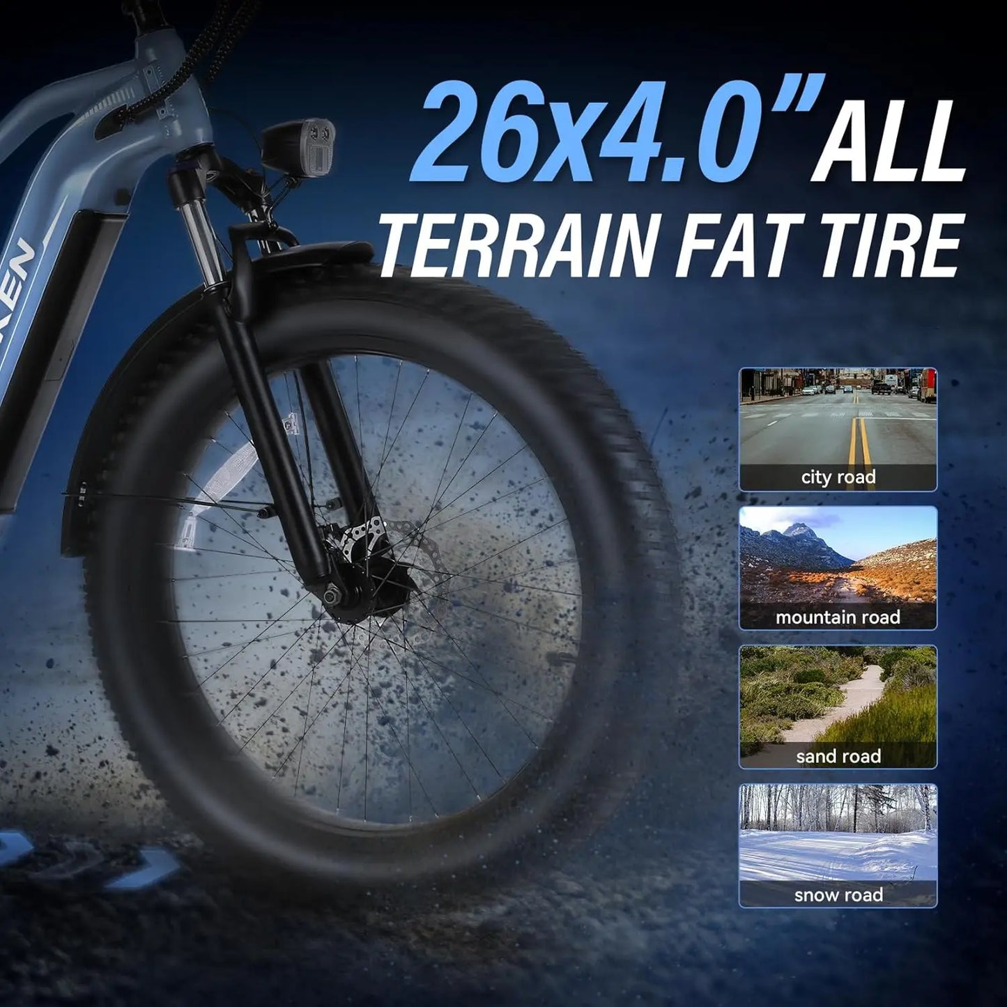 Gale 1500W Electric Bike 26" x 4.0 Fat Tire Electric Bike, EBike for Adults with 48V 720WH Removable Battery, Up to, Customized
