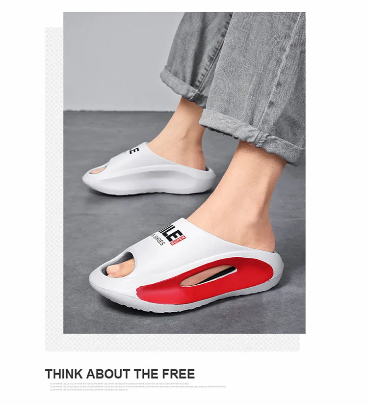 Men Slippers 2024 New Slides with a Sense High Aesthetic Value External Wear Anti Slip Thick Bottom, Beach Cool Slippers for Men