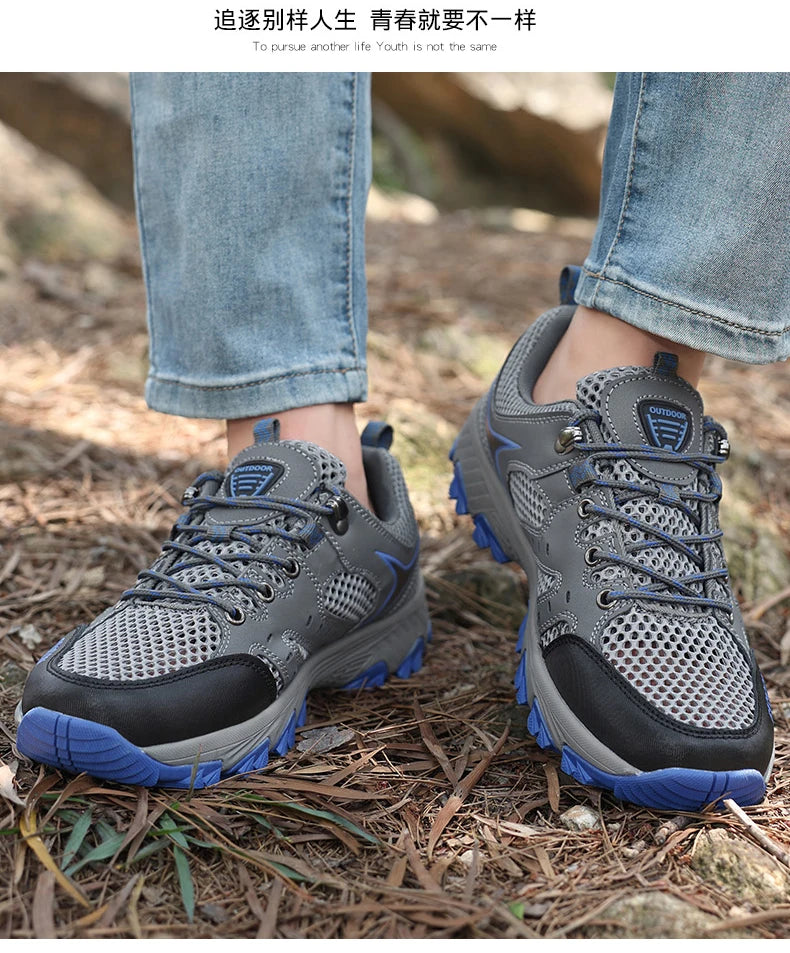 2025 Hiking Shoes for Men Non-slip Trekking Sneaker Spring Summer Breathable Rock Climbing Shoes Men Sport Outdoor Sneakers Man