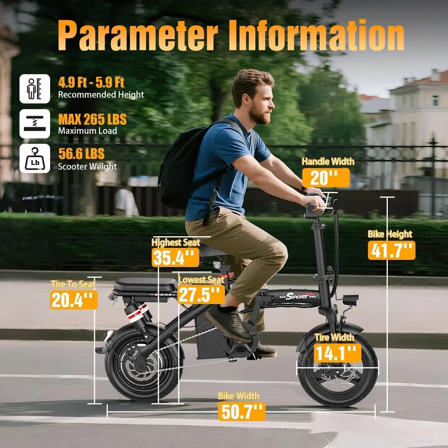 Electric Bike for Adults Teens, 800/1200W Peak Folding Ebike, 22/25MPH & 30/45 Miles Range, Dual Suspension & Dual, Customized