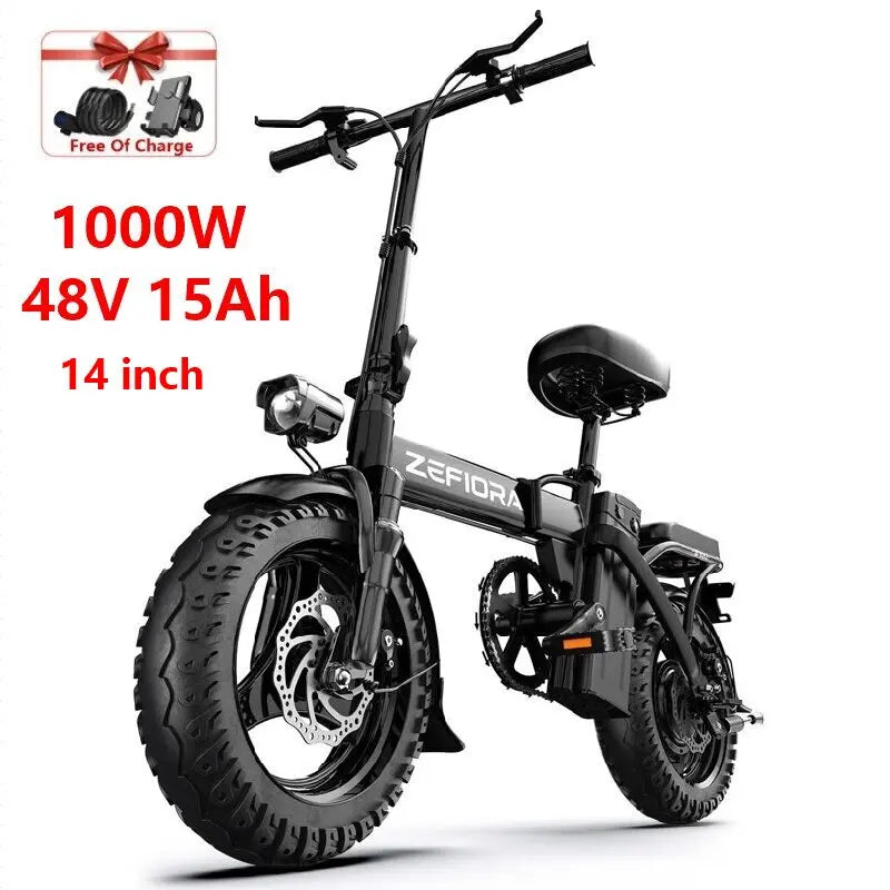 Two Wheels Electric Super Bicycle 1000w 14 26 Inch 30-50mph 30-60miles 48v Aluminum Alloy,climbing 45° Slopes Electric Scooter