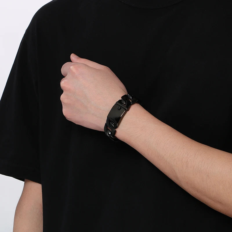 HAOYI Dropshipping 20mm Gold Color Bracelet Bangle Men's Heavy Chunky Link Chain Bracelet Fashion Jewelry Gifts