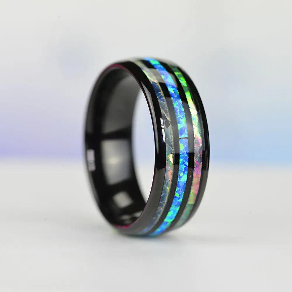 Fashion Viking Tree Of Life Stainless Steel Abalone Shell Rings For Men Odin Norse Viking Rune Rings Retro Amulet Jewelry Gift