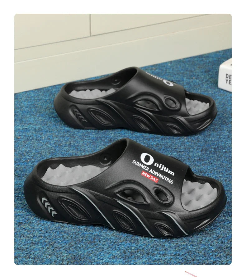 Summer Men's Massage Slippers Indoor Outdoor Sandals Beach Men Casual Shoes Comfortable Slides Flip-flop Men Women Home Slippers