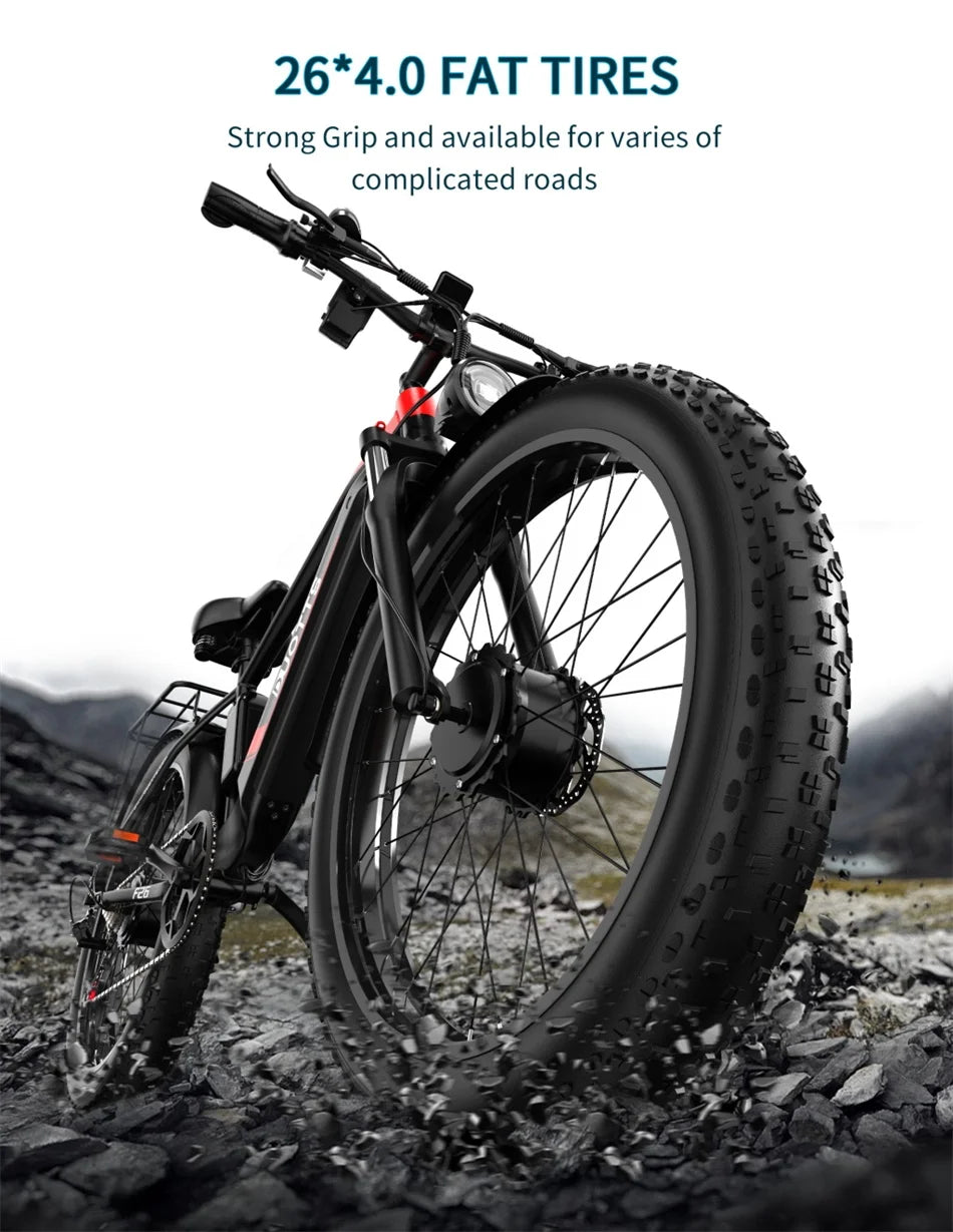 2023 Electric Bike Adult 1500W 26'' Dual Drive Mountain E Bike 48V 17.5AH Battery Removable Off Road Electric Bicycle