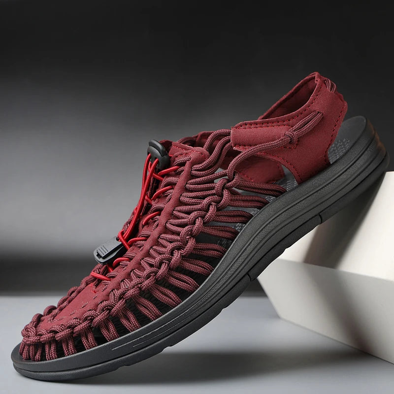 Men's braided casual outdoor sandals oversized sandals summer breathable oversized traceable shoes Roman sandals design Logo