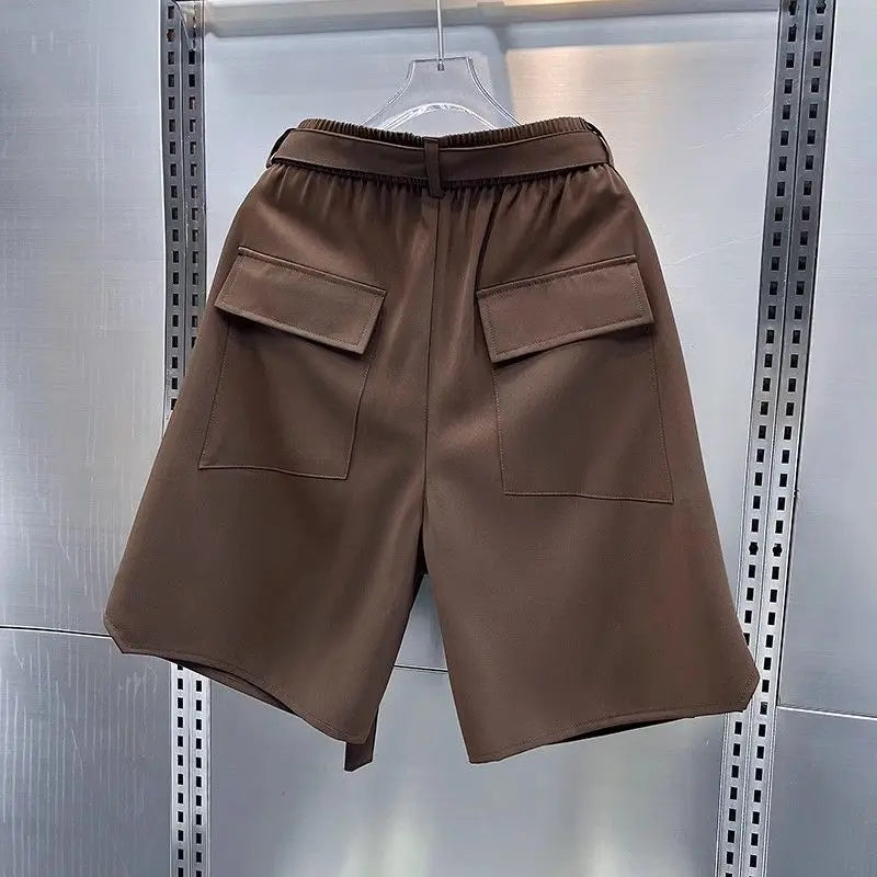 Summer New Shorts Men Thin Casual Loose Tooling Five-point Pants Solid Pocket Pantalones Cortos Hombre Elastic Waist Sweatpants