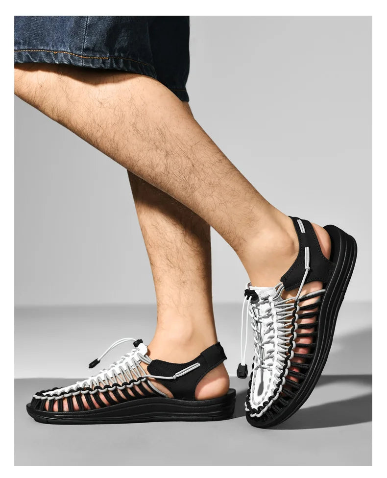 2025 Summer Men Sandals Genuine Leather Mens Casual Shoes Outdoor Men Leather Sandals for Men Beach Shoes Roman mens Shoes