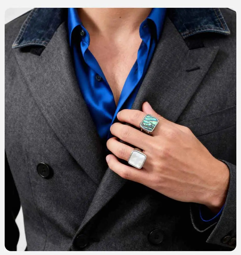 Vnox Punk Square Signet Ring for Men Boys, 17mm Wide Silver Color Stainless Steel Finger Rings, Hip Hop Party Jewelry Gifts