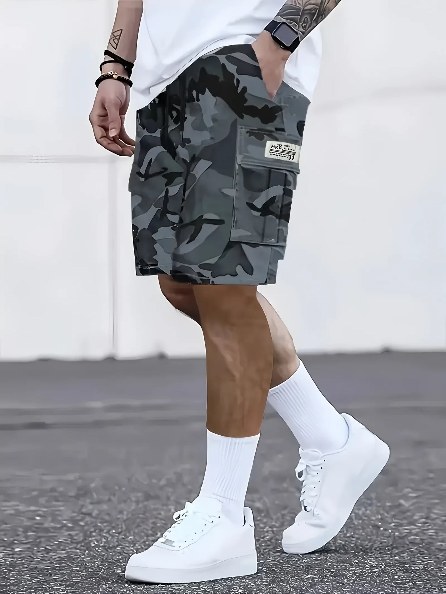 Men's Shorts Summer Casual Jogging Cargo Shorts Loose Multi-pockets Elastic Waist Work Hiking Overalls Short Pants