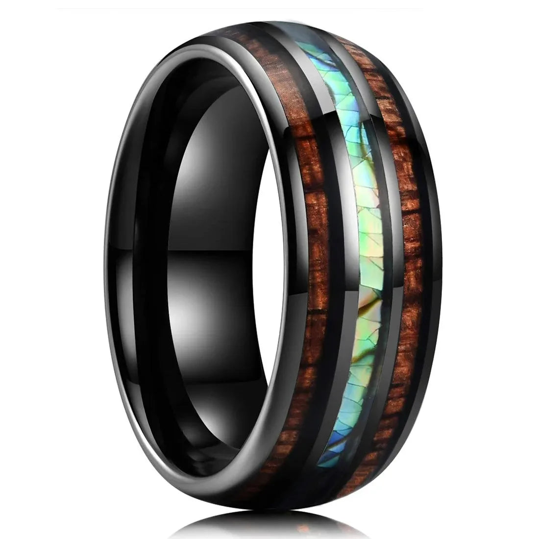8mm Blue Turquoise Inlay Stainless Steel Ring for Men Vintage Wedding Band Engagement Jewelry Wedding Jewelry Drop Shipping