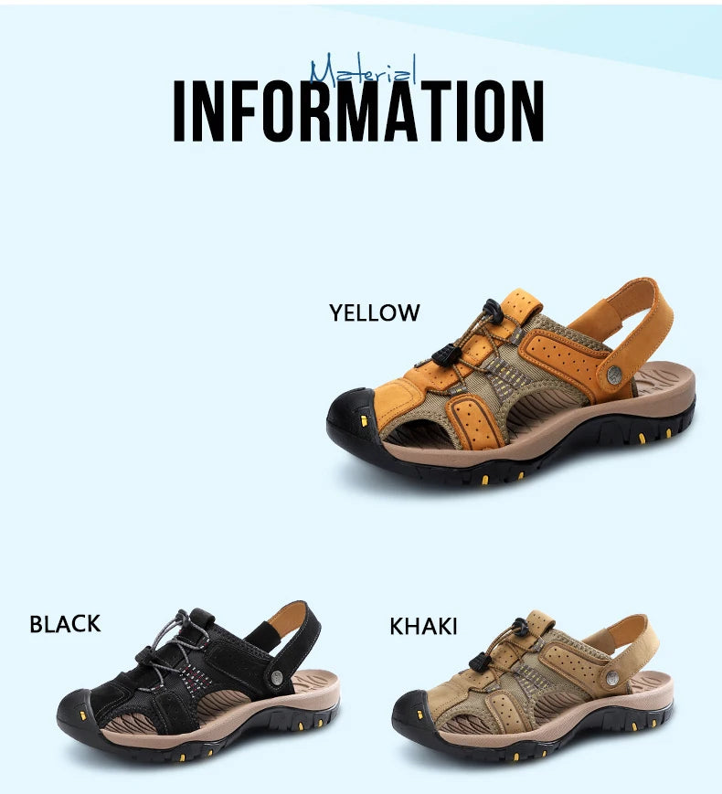 Genuine Leather Men Shoes 2023 Summer New Men's Beach Sandals Classic Men Outdoor Casual Sandals Slippers Plus Size 38-47