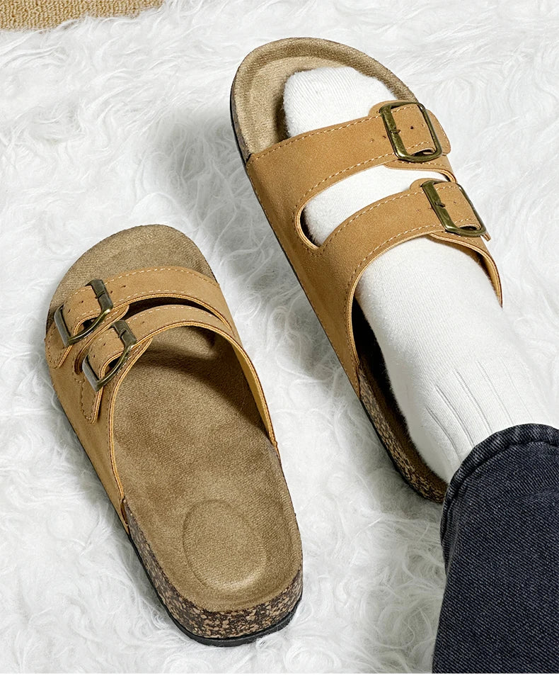 1 Pairs of Leather Sandal For Men And Women Beach Sandals 2025 Designer Men's Shoes Comfortable Slipper Original Brands Shoes