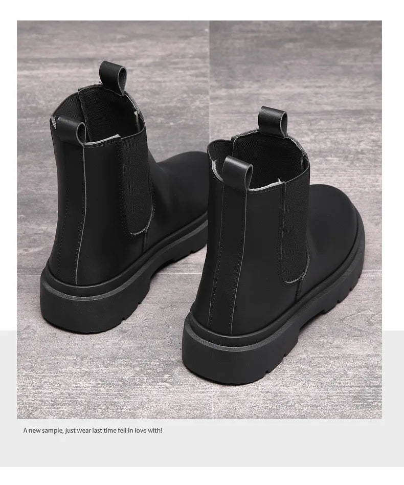 Men's Autumn Chelsea Boots Outdoor high top fashion shoes British style  versatile mid top boot Casual comfortable male shoe