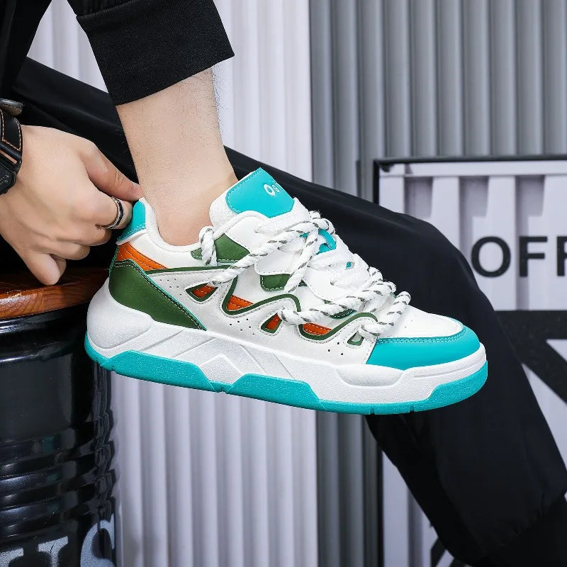 Shoes for Men Popular Versatile Sports Casual Board Shoes Personality Trend Men's Pu Leather Platform Sneakers Zapatillas Hombre