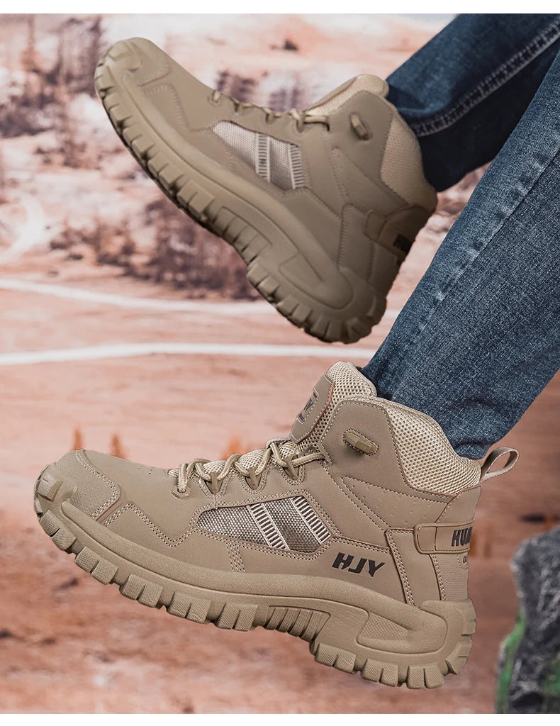 New Men's Boots Fashion Outdoor Boots Breathable Hiking Boots Autumn Shoes Sneakers lightweight Non-slip Men Desert Ankle Boots