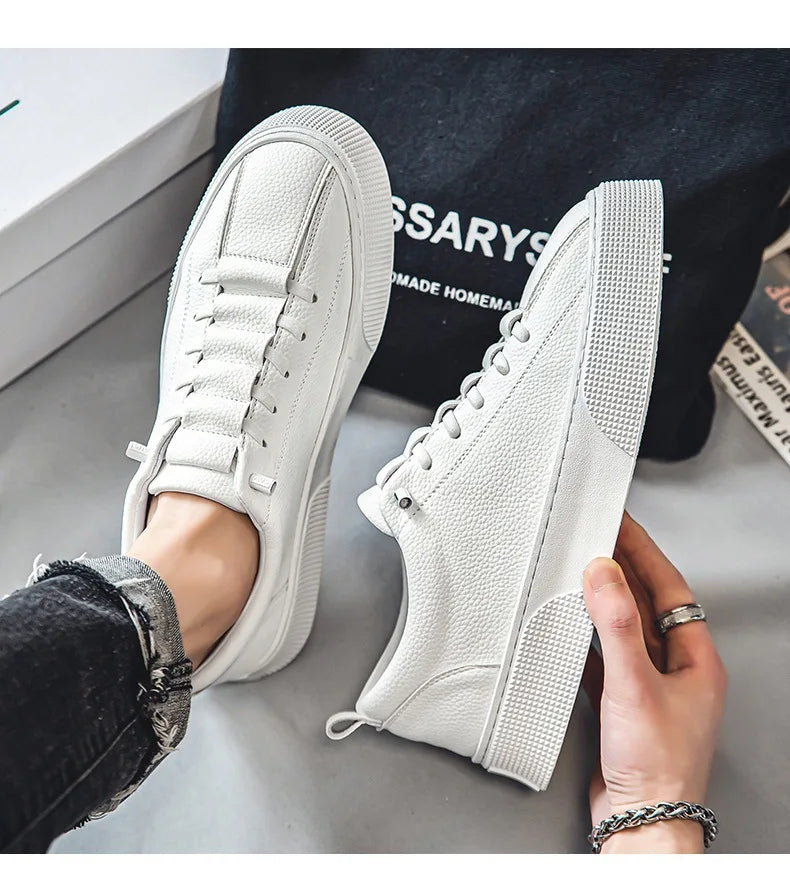 White Sneakers for Men  Fashion Casual Lace Up Round Toe Flat mens Running Sport Shoes Zapatillas Deportivas Hombre 2024