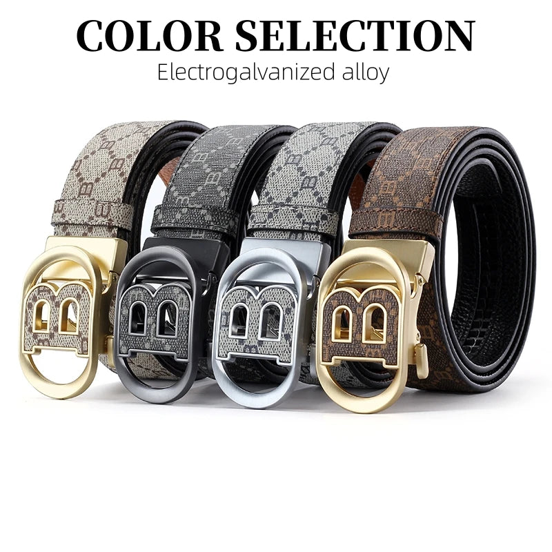 "B" Letter Genuine leather Belt for men Luxury brand Automatic Jeans Trouser belt golf man belt Work social designer waist belts