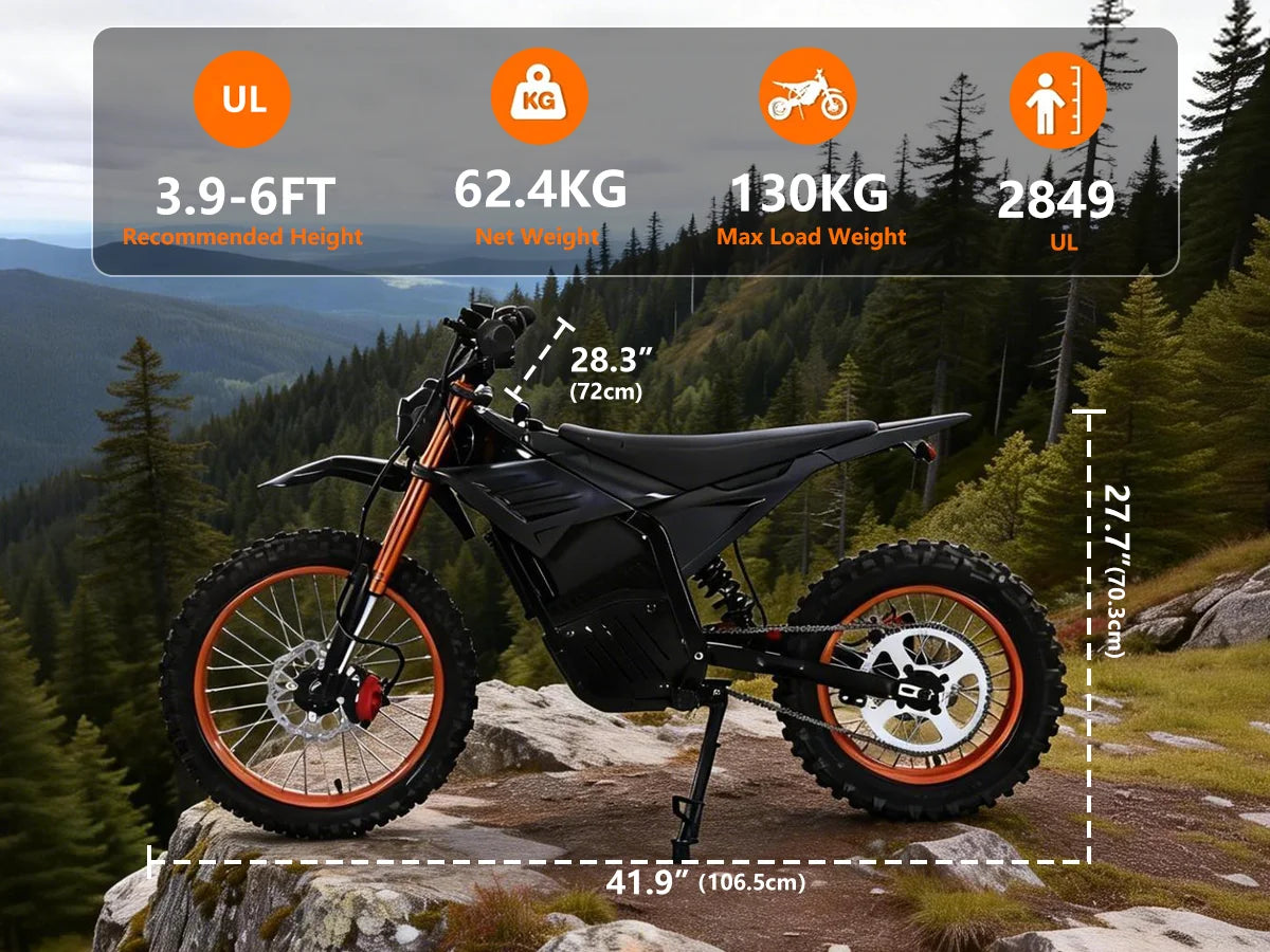 Electric Motorcycle 3000W, EBIKE,48V 20AH Battery, 60km/h, Oil Brake, Max Load 130KG