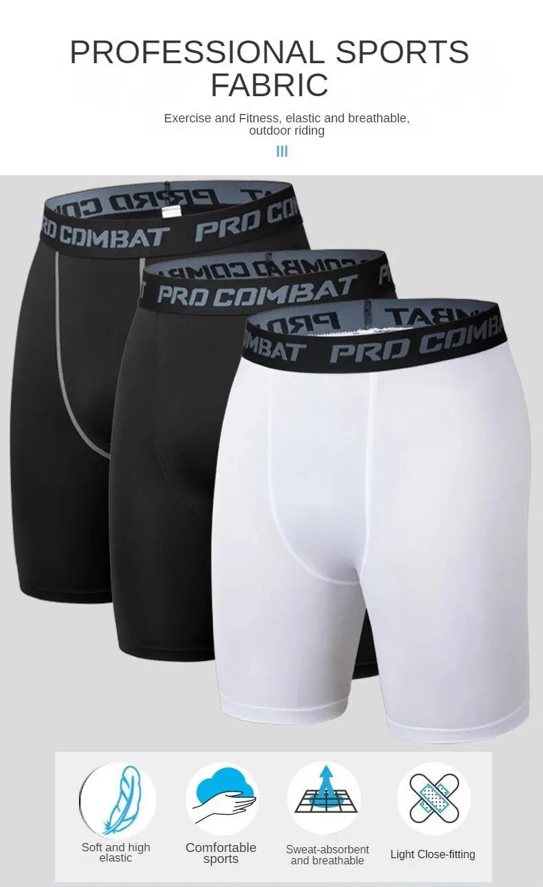 Men's Sports Leggings, Bottoming Shorts, Quick-drying Stretch Fitness, Running, Track and Field, Basketball Training, Compressio