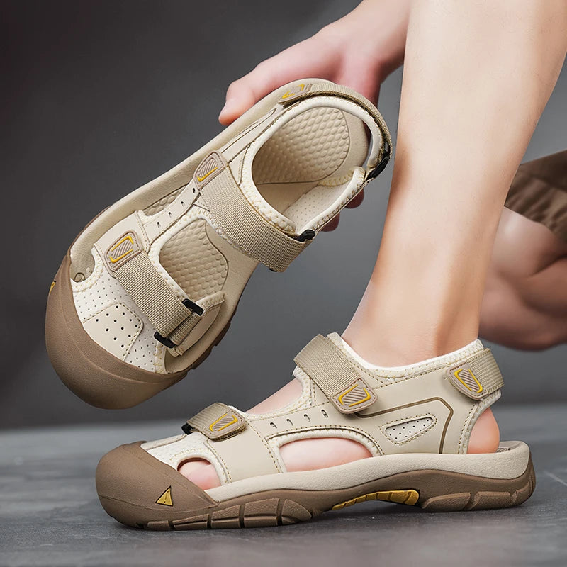 New Fashion Summer Casual Men's Shoes Beach Sandals Quality Closed Toe Sandals Soft Breathable Large Size Men Sandals Size 38-46