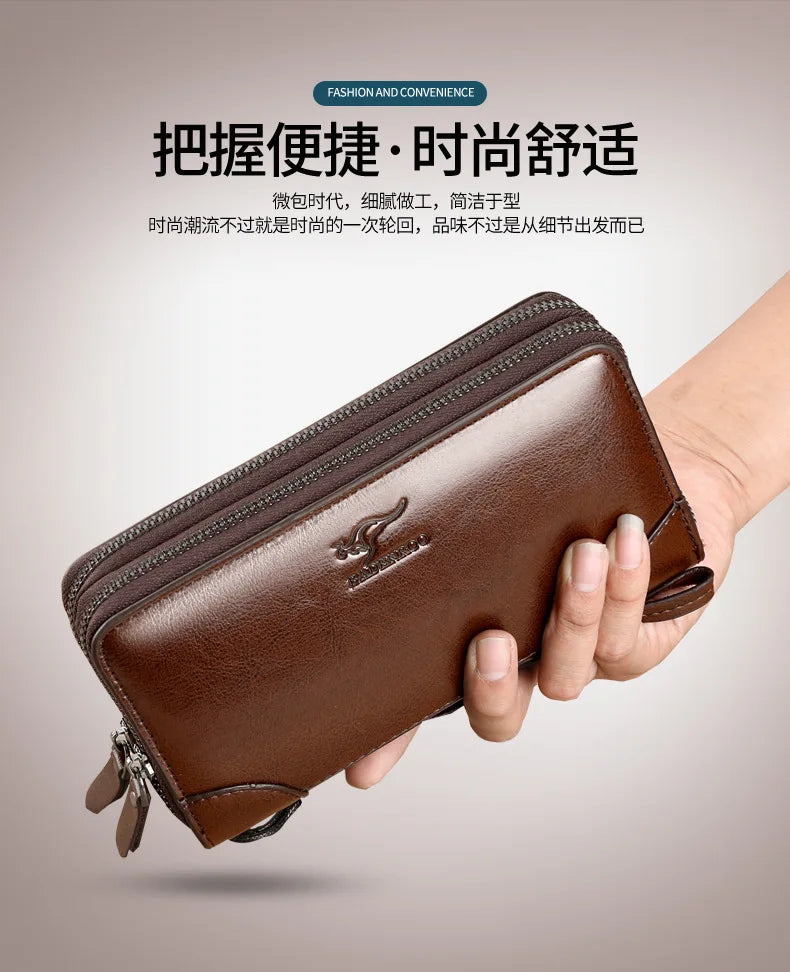 High Quality Pu Leather Wallet Men's Long Zipper Wallet for Men RFID Blocking Business Clutch Bag Credit Card Holder Man Purse