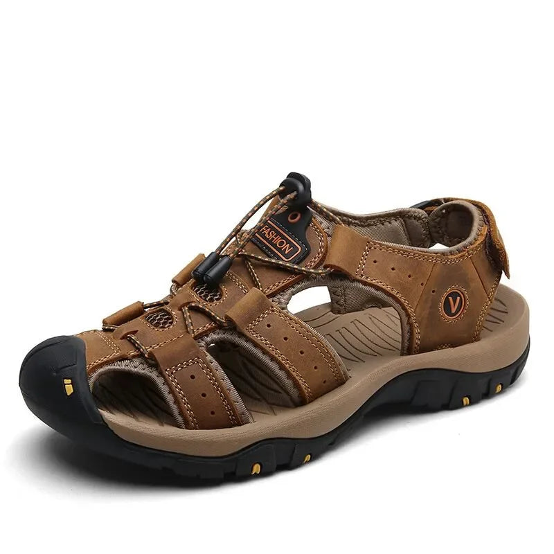 2025 Genuine Leather Men Shoes Summer New Large Size Men's Sandals Men Sandals Fashion Sandals Slippers Big Size 38-47
