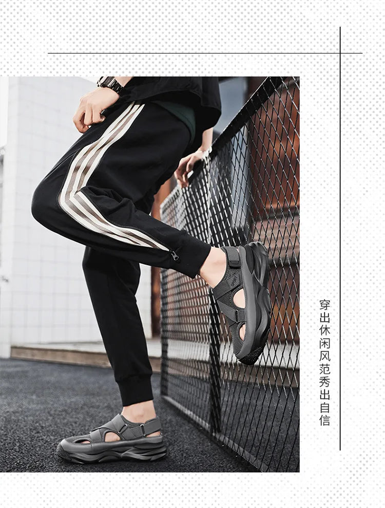 New Men Sandals Cave Casual Baotou Sports Shoes for Men Ankle Sandals Men's Water Proof Sandals for Male Beach Platform Shoes