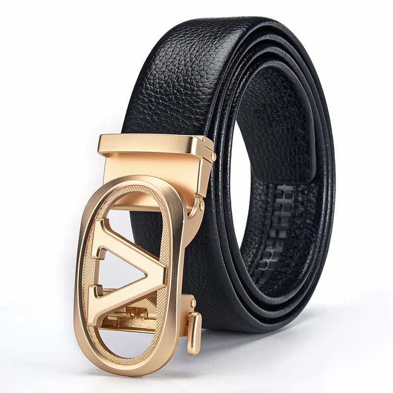 Belt, Men's Fashion, Student Automatic Buckle Leather Belt, Men's Business Casual Versatile Men's Pants Belt