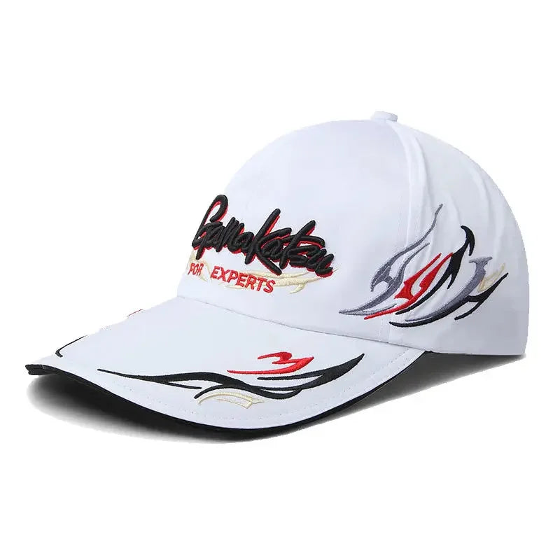 Summer Fishing Cap for Men and Women, Waterproof Sun Protection, Embroidery Cotton Caps, Outdoor Sports Hats, Black