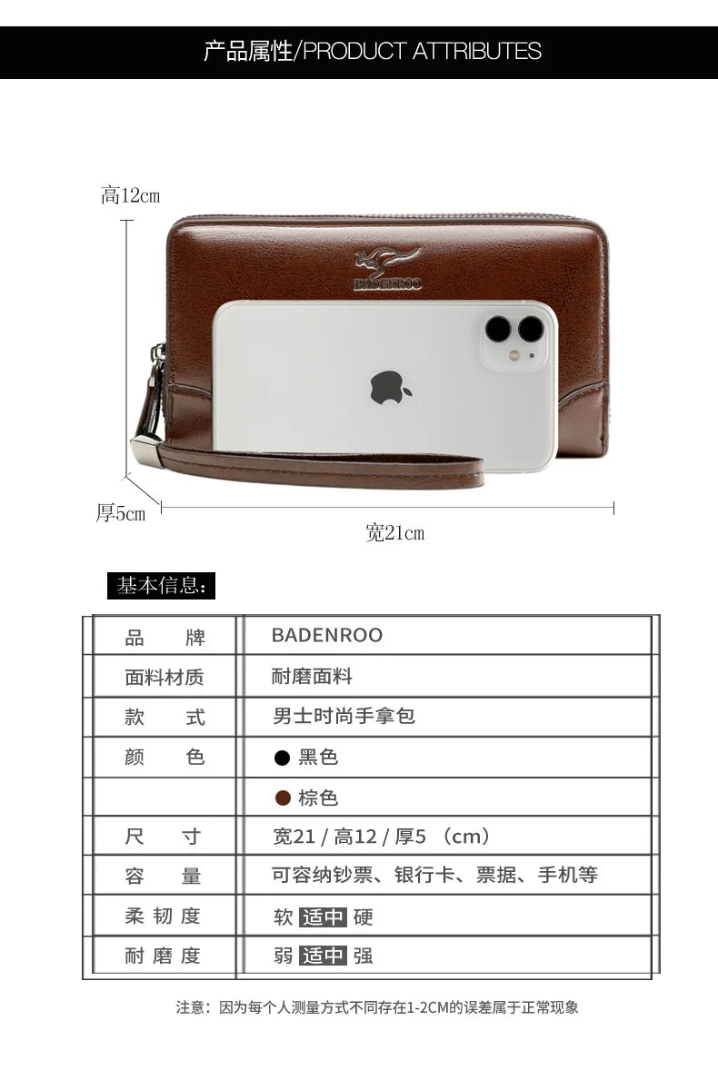 High Quality Pu Leather Wallet Men's Long Zipper Wallet for Men RFID Blocking Business Clutch Bag Credit Card Holder Man Purse