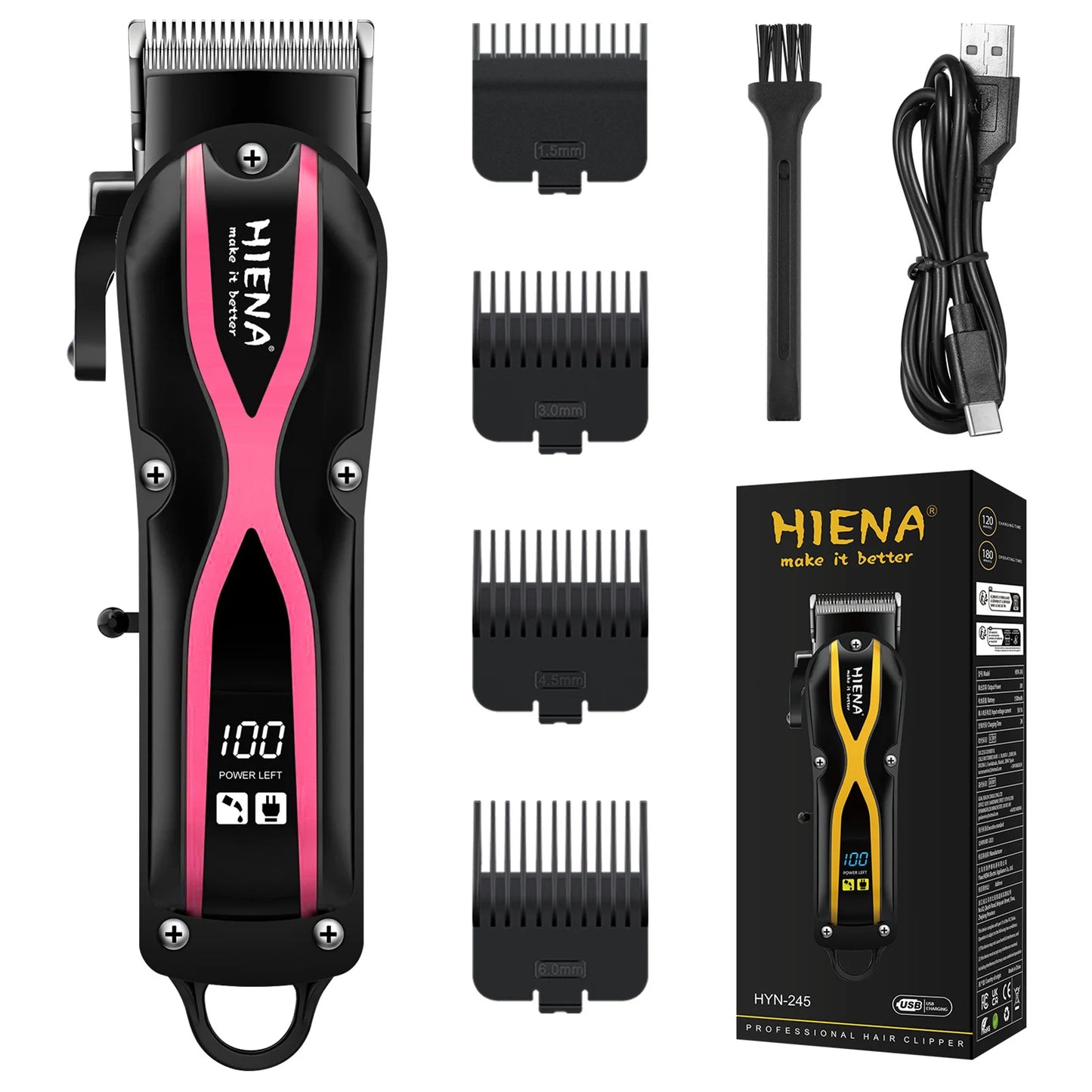 HIENA Hair Clippers for men Rechargeable Cordless Hair Trimmer Head Shavers haircut Professional barber hair cutting machine