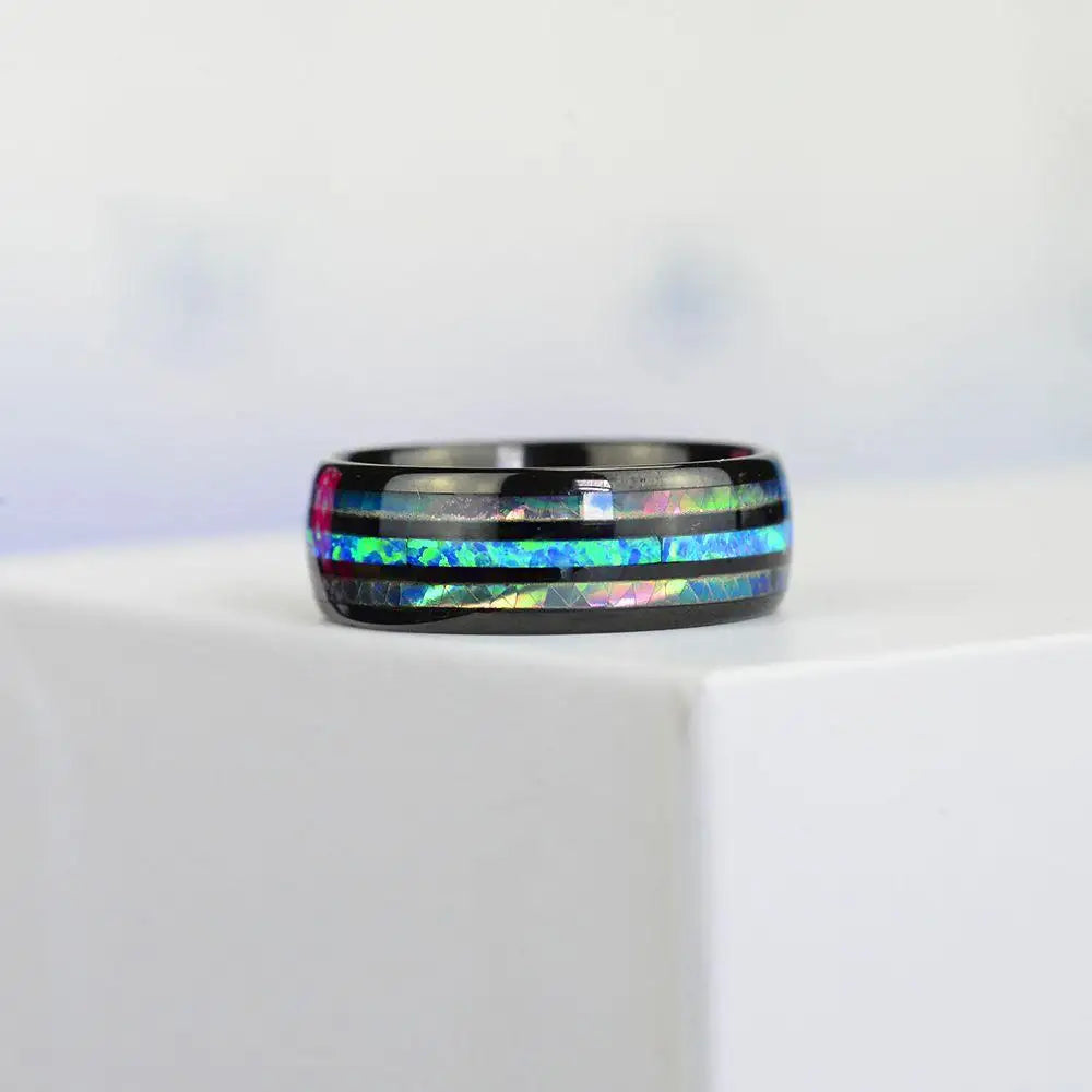 Fashion Viking Tree Of Life Stainless Steel Abalone Shell Rings For Men Odin Norse Viking Rune Rings Retro Amulet Jewelry Gift