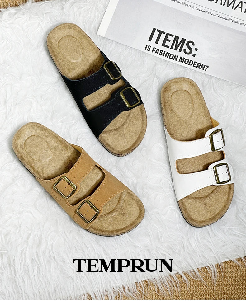 1 Pairs of Leather Sandal For Men And Women Beach Sandals 2025 Designer Men's Shoes Comfortable Slipper Original Brands Shoes