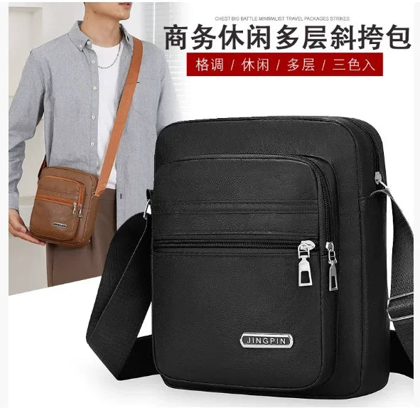 Men's Genuine Leather Crossbody Shoulder Bags High quality Tote Fashion Business Man Messenger Bag Leather Bags fanny pack