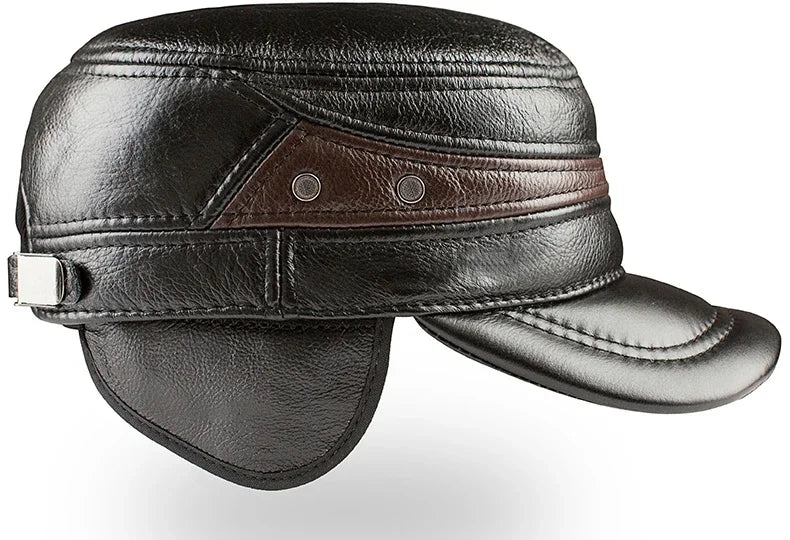 Adjustable Size Leather Baseball Cap Men's Winter Hat New Thicker Warm Cowhide Simple Fashion Male Bone Snapback Dad's Hats