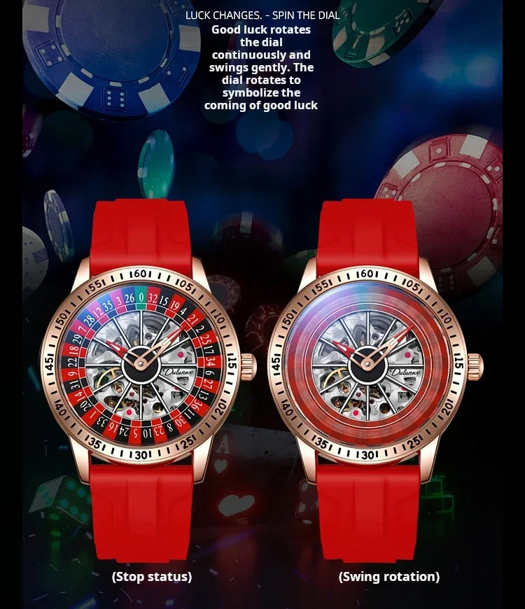 Men Mechanical Watch Automatic Luxury Gambling Rotating Plate Dial Wristwatch Man Casual Waterproof Luminous Clock Reloj Hombre