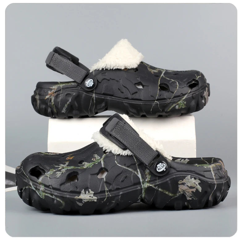 Waterproof cotton slippers for men winter 2024 new cashmere thickened warm waterproof non-slip indoor shoes