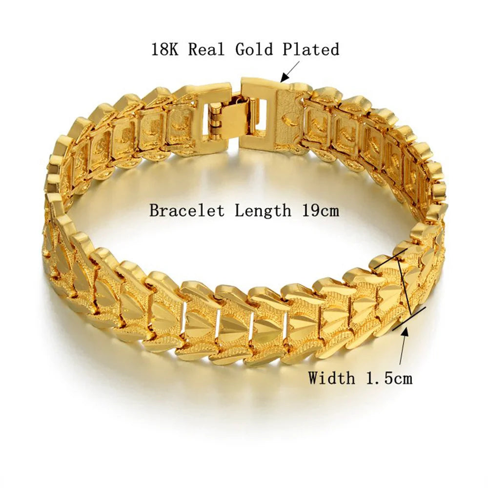 Classic Bracelet Wholesale 8/12MM Trendy Male Gold Color Chunky Hand Chain Link Bracelet for Men Women Jewelry Pulseira P166