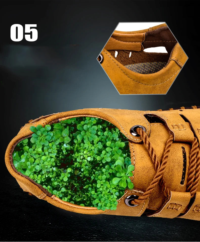 Men Leather Sandals Comfortable Outdoor Casual Shoes 2022 Summer Beach Casual Walking Male Sneakers Men Beach Casual Sandals